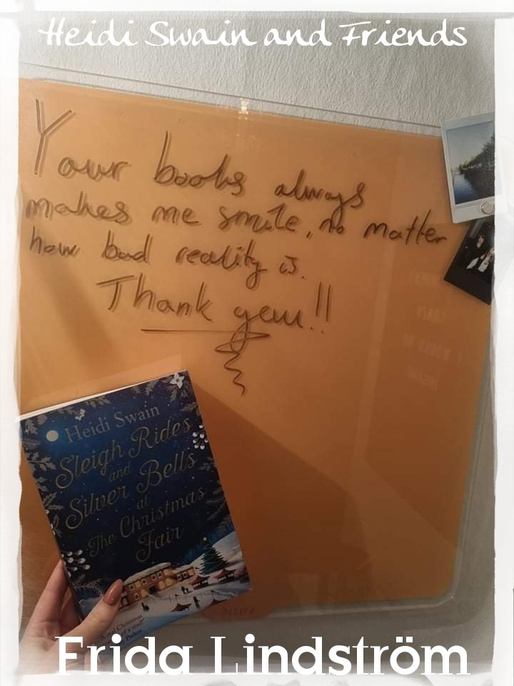 A picture of one of Heidi Swains books with a note that reads as the test below.