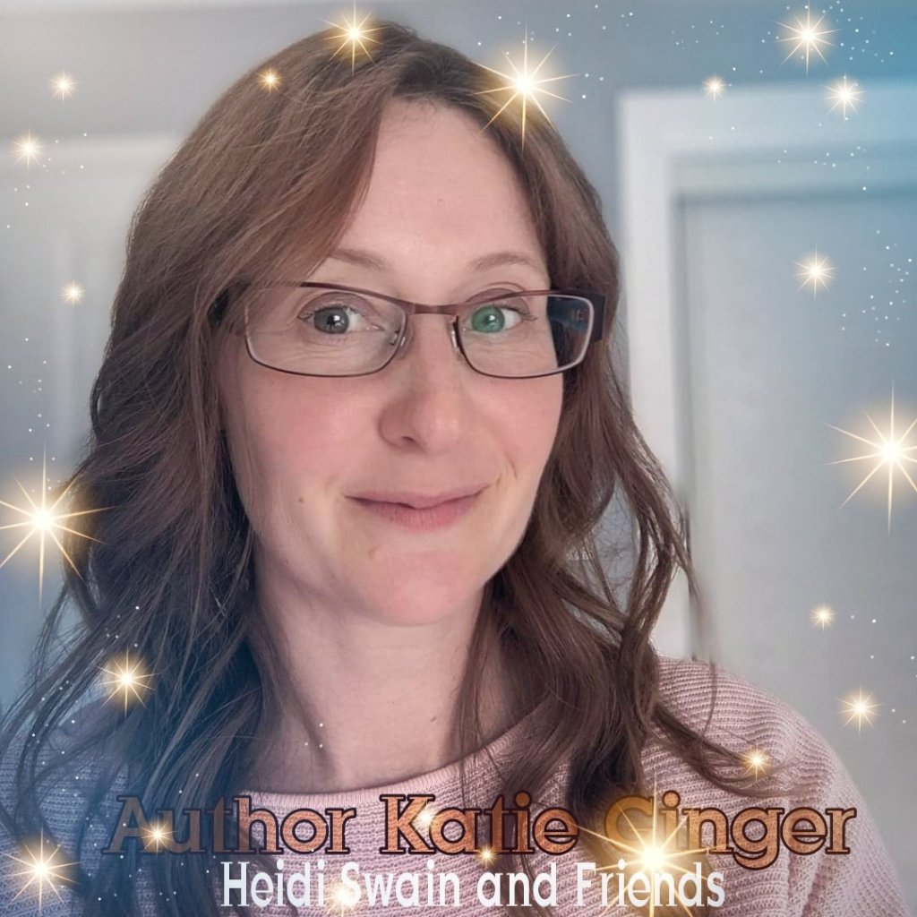 A head shot of Author Katie Ginger with sparkles.